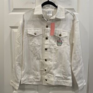 New Pusheen Bobasheen White Denim Jacket Spring 2023 Box Exclusive Sz XS NWT